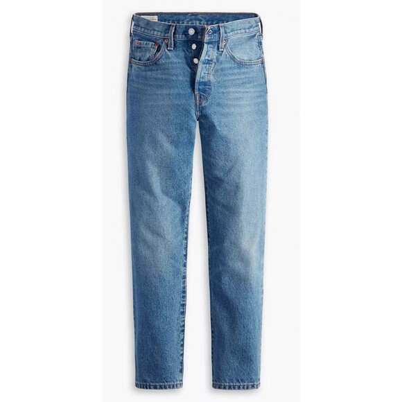 Levi's Denim - LEVI'S 501 Straight Crop Button Fly Jeans W26 L28 Light/Med Blue High Rise B26